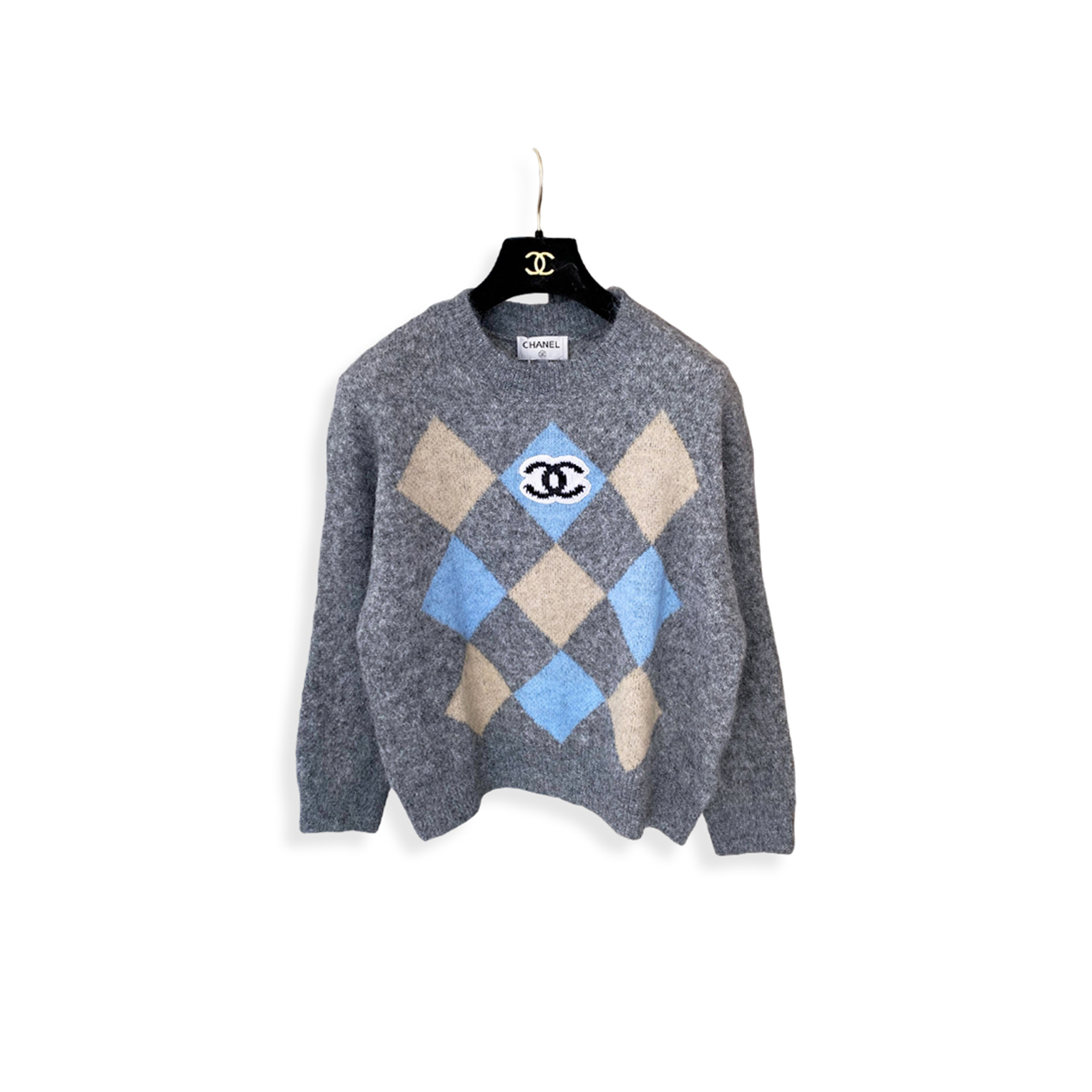 CHANEL DIAMOND PATTERN PULLOVER SWEATER 